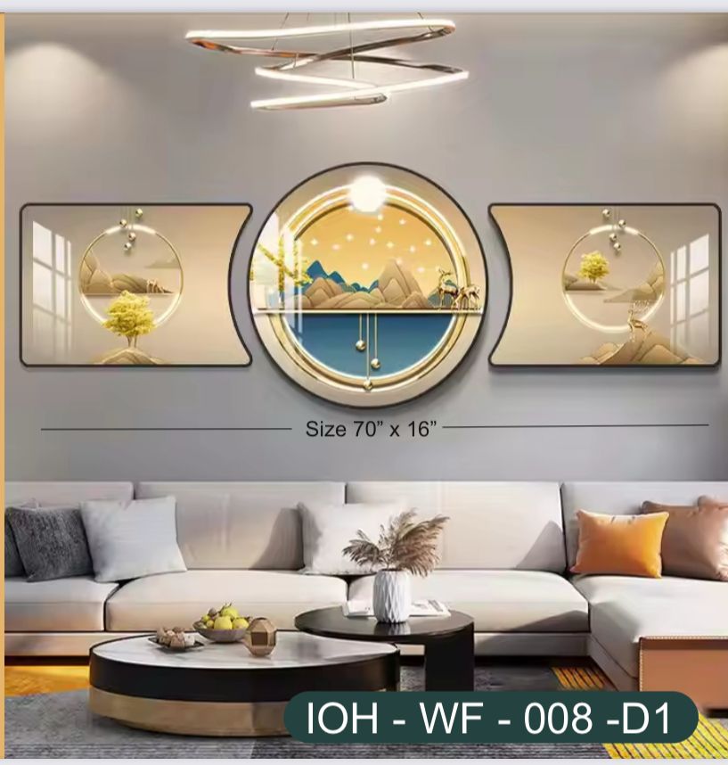 Elegant 3-Piece Landscape Wall Frame Set – Nature-Inspired Art with PVC Gold Frame