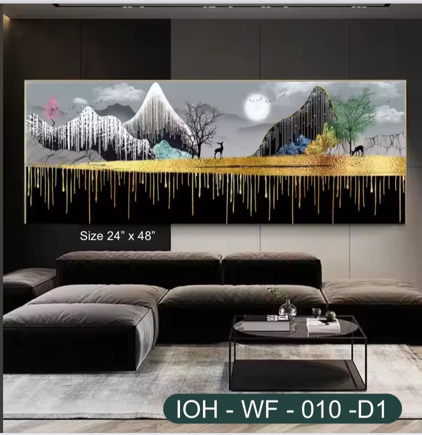 Abstract Mountain Landscape – Golden Drizzle and Nature-Inspired Elegance for Contemporary Interiors