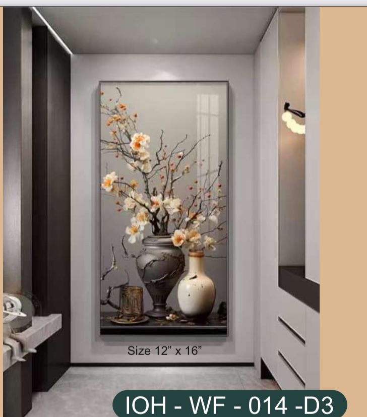 Crystal Wall Art Featuring Blooming Floral Vase Design in Elegant Modern Gold Framing