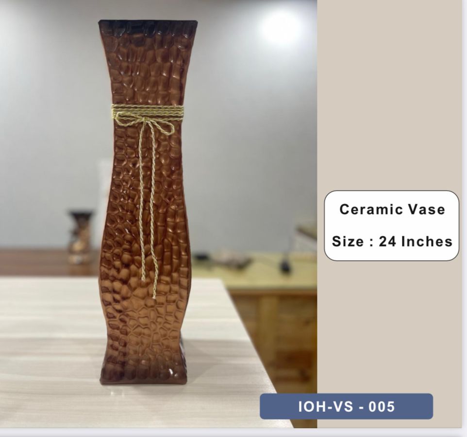 Tall Textured Ceramic Vase with Earthy Finish and Rope Accent