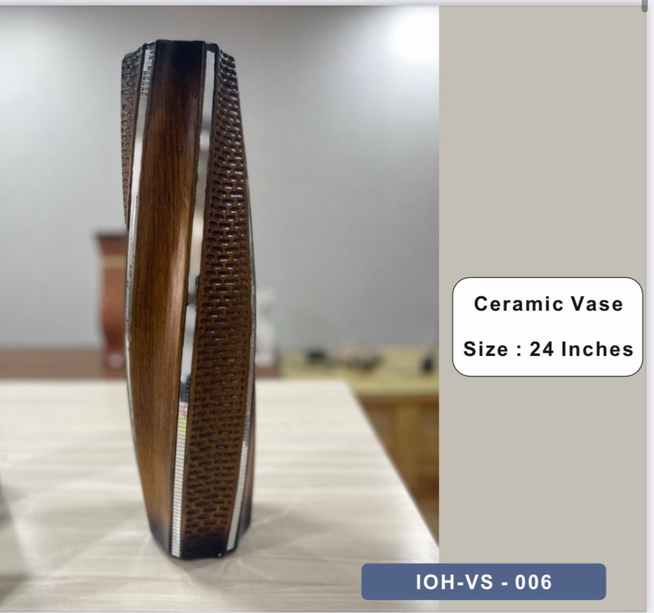 Sleek Oval Ceramic Vase with Woven Texture and Gloss Finish
